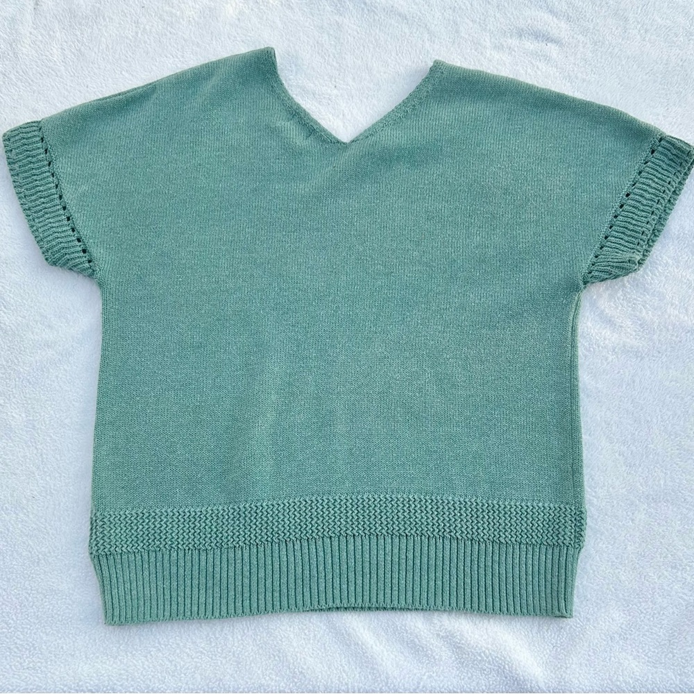 Joie Knit Top Cottagecore Sweater V-neck Sz. Small Green - Picture 7 of 7